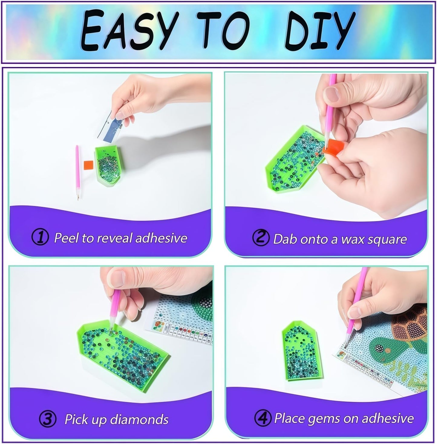 Acelii 6 Pack 5D Elephant Diamond Painting Kits for Kids Beginners,Cute Animals DIY Diamond Art Kit for Kids,Full Round Drill Big Gem Art for Kid,Home Wall Decoration 6X6 inch