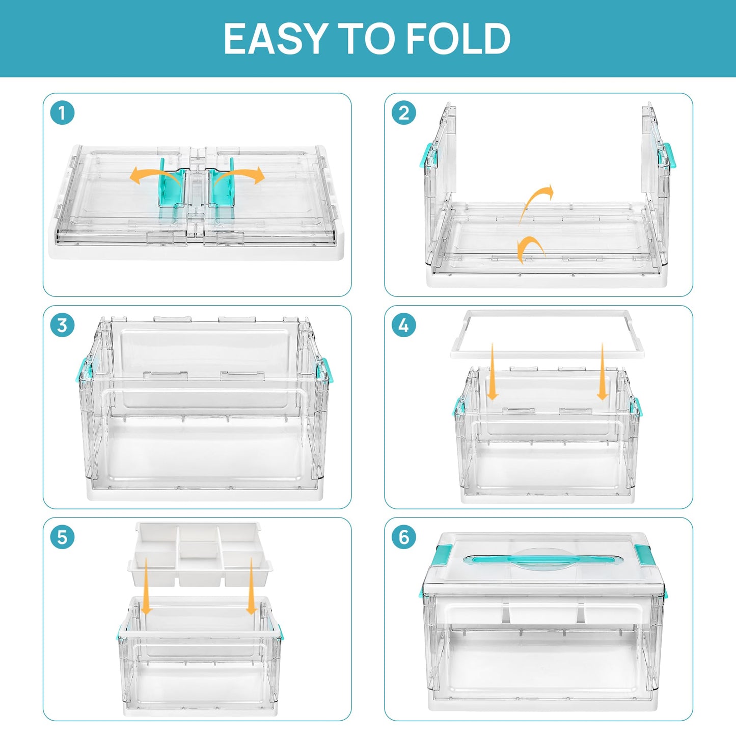 Vtopmart 24 QT Clear Plastic Craft Organizer with Removable Trays and Dividers, Storage Box for Coloring Books, Modeling Clay, Molds and Art Supplies, 1 Pack