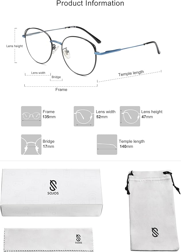 SOJOS Cat Eye Blue Light Blocking Glasses for Woman Hipster Metal Frame Womens Eyeglasses She Young SJ5027