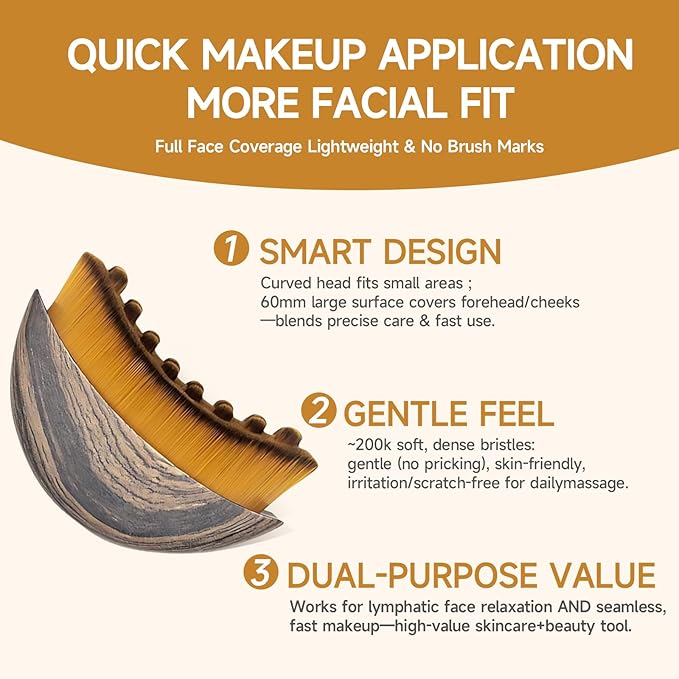 2 PCS Lymphatic Contour Face Brush, Manual Lymphatic Drainage Massager, Ergonomic Facial Cleansing Brush for Sculpting with Durable Soft Bristles - Dry Massage Tools