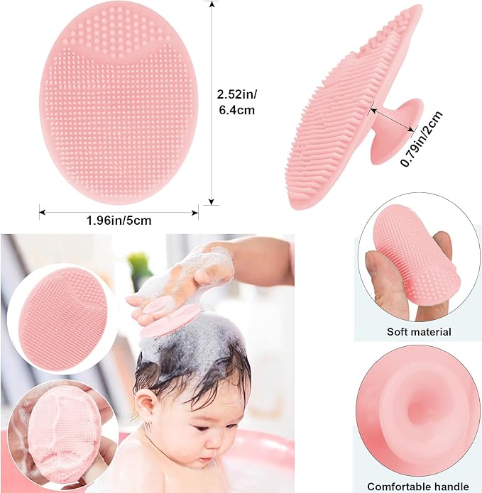Baby Hair Brush and Pink Cradle Cap Brush Set for Newborns and Toddlers, Wooden Baby Hair Brush Set with Soft Goat Bristle, Baby Hair Care Kit (2PCS)