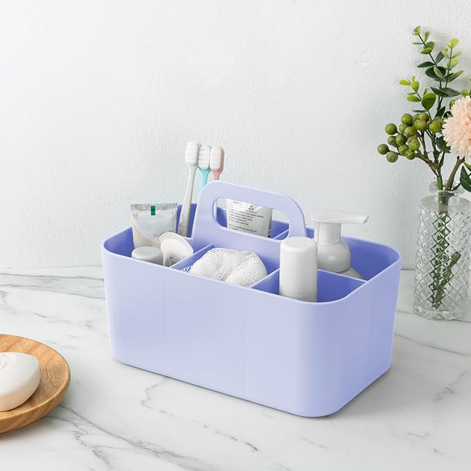 Tiawudi Multipurpose Caddy Organizer, Plastic Caddy with Handle, Stackable Desk Organizer for Stationery, Marker and Pencil, Office Supplies Organizer, Dorm Caddy