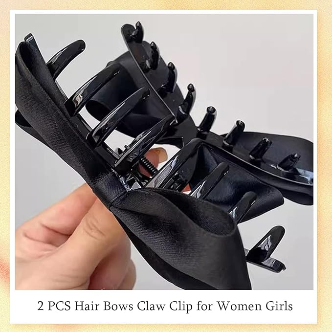 Premium Hair Clips for Women: Bow-knot Claw Clips for Thick and Thin Hair, Big Non-slip Bow Clips in Black