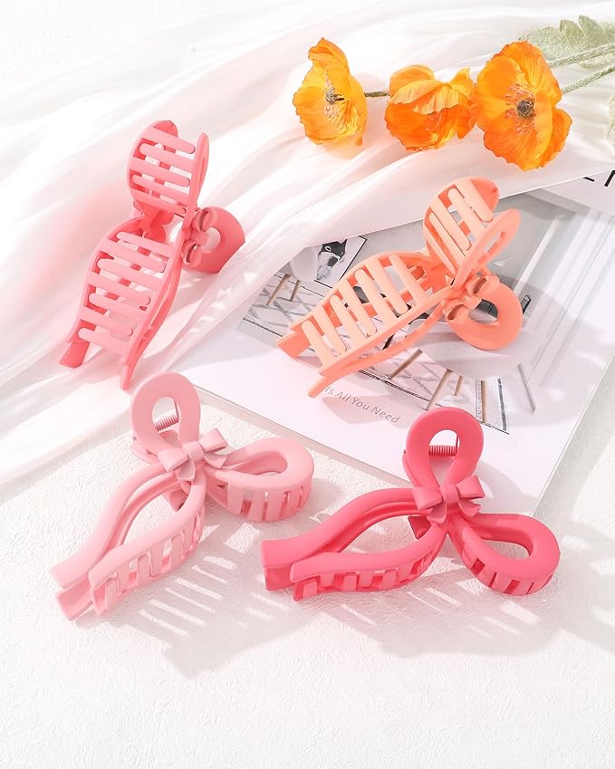 4 PCS Bow Hair Clips for Women Bow Claw Clip 5" Extra Large Hair Claw Clips for Thick and Long Hair Cute Bows Big Clip