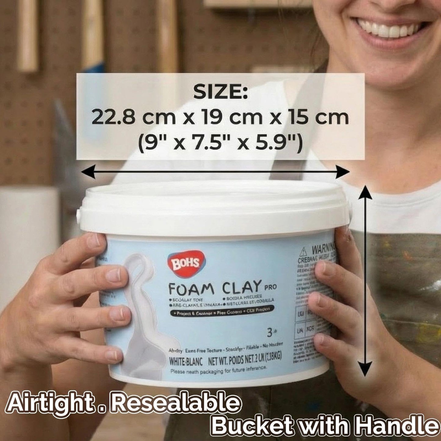 BOHS Foam Clay Pro - 3 lbs Bucket, Air Dry, No Cracks, No Stains - Modeling Clay for Adult Arts & Crafts Projects, Cosplay Items, Figurines - Age 3 Years & up
