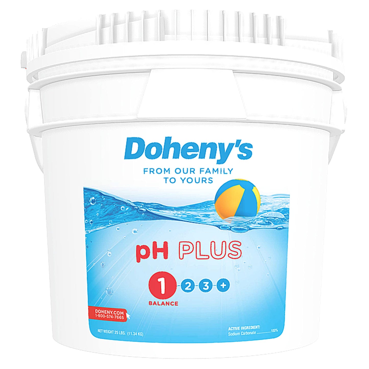 Doheny's pH Plus | Raise Your Swimming Pool pH Level | Pro-Grade Granular Soda Ash (Sodium Carbonate) | Proper pH Levels Protect Equipment & Prevent Eye and Skin Irritation | 25 LB Bucket