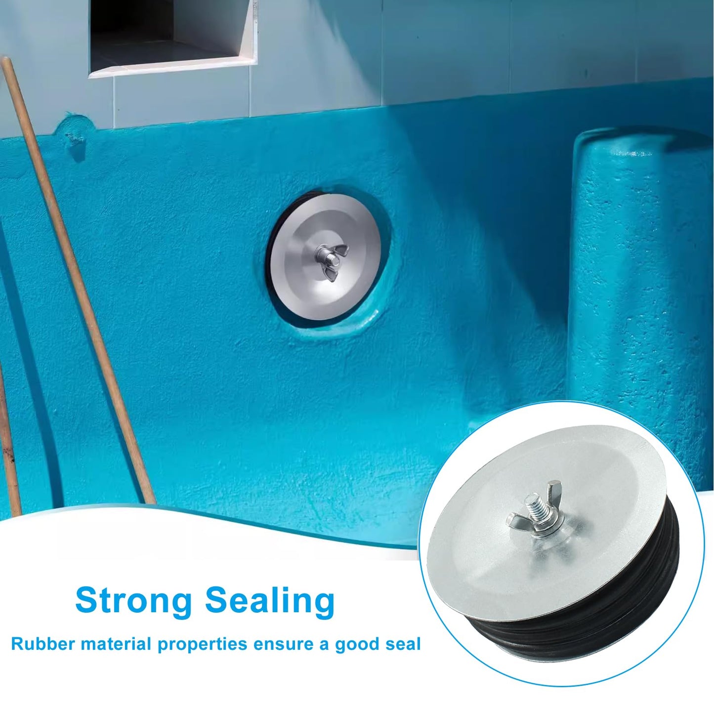 HARSKIYER 5 Inch Sewer Cleanout Cap, Durable Mechanical Test Plug Metal Sewer Drain Cover, Sewage Pipe Cap with Wing Nut for Pipes, Sinks, Pools