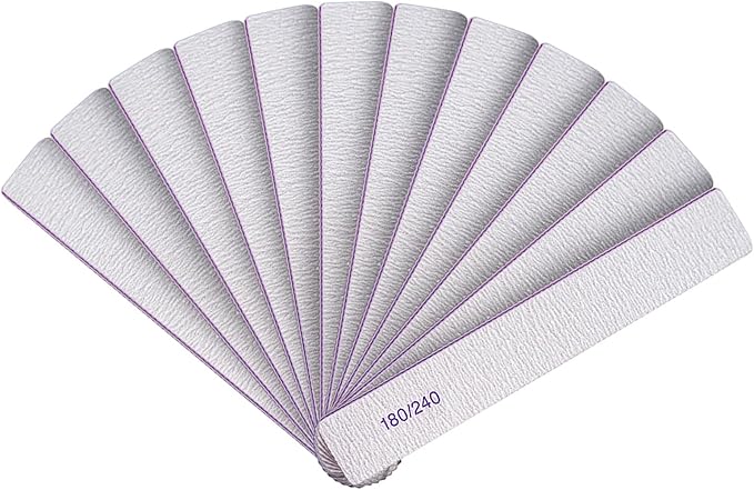 Nail Files (12 Packs), Professional 180/240 Grit Double Sided Emery Boards for Natural Nails Fingernail Toenail File Kit, Heavy Duty Emory Nail Filer Set Limas para Uñas AcrÃÂlicas Profesional