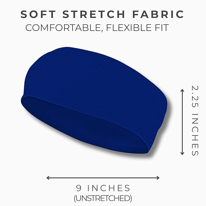 Styla Hair Headbands for Women Stretch Fashion Head Bands 10 Pack Non-Slip Head Wraps Great for Spa, Sports, Yoga, Pilates, Running, Gym Headband, Workouts (Blue)