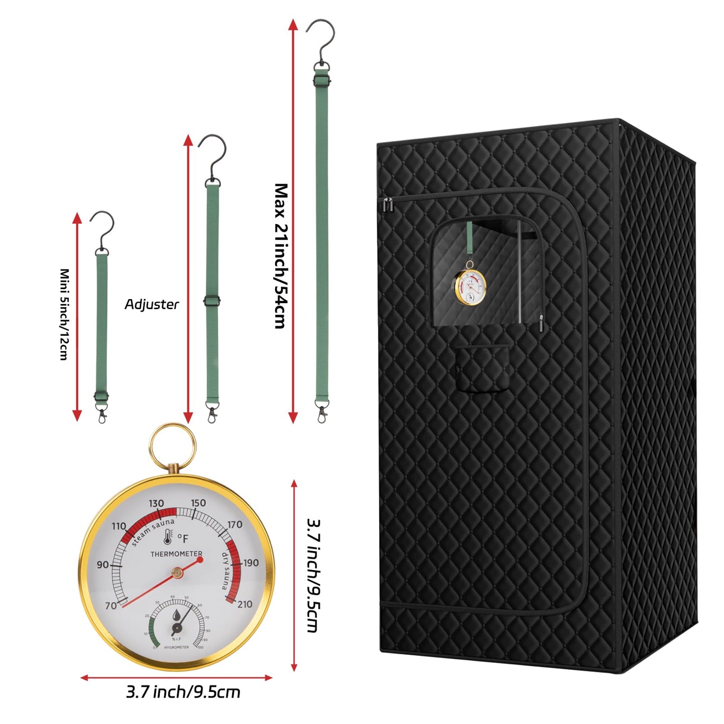 Andelov Sauna Thermometer and Hygrometer (Fahrenheit) with Lanyard Mount, Portable Temperature & Humidity Monitor for Steam Sauna Box, Infrared/Indoor/Home Sauna Accessories