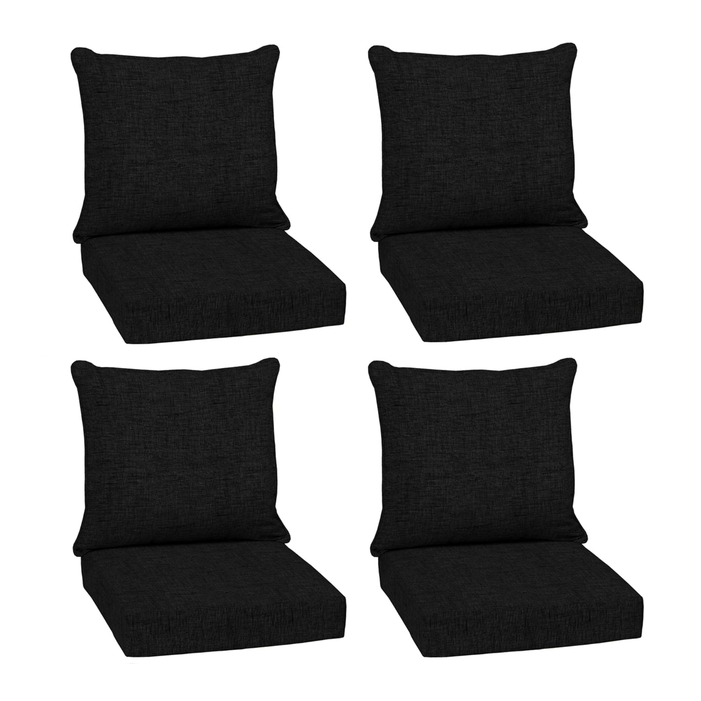 Arden Outdoor Deep Seat Cushion Set (4-Pack), 24 in x 24 in, Weather-Proof, Rain-Proof, Fade Resistant Patio Cushion for Chair, Sofa, and Couch Black Leala