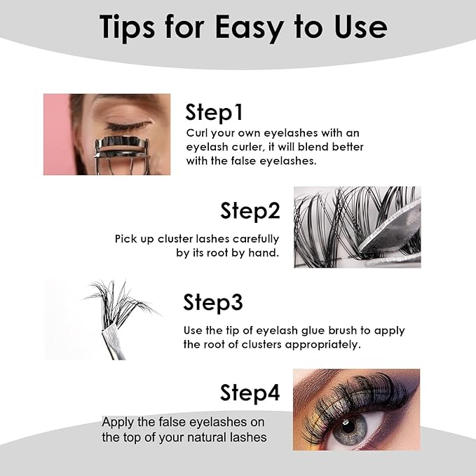 Lash Clusters 320pcs Individual Lashes 30D&40D&60D DIY Lash Extensions Lash Clusters False Eyelashes Natural Look 11-20mm Mix Cluster Eyelash Extensions EASY TO USE (30D+40D+60D-0.07D)