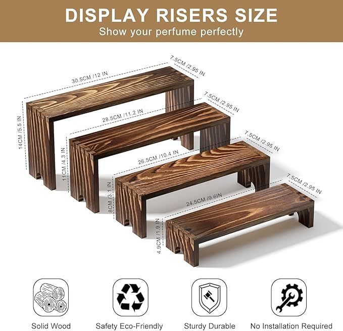 2 Set Wooden Tiered Risers Display Stands for Vendor Events,Stackable Wood Cupcake Display Stand,Farmhouse Decor Wood Dessert Table Display Set,Vendor Booth Display Items,Food Display Risers for Party