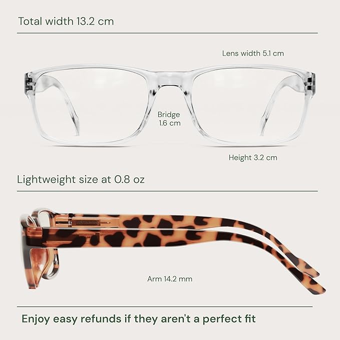 Gaoye 2-Pack of Reading Glasses - Blue-Light Filter, UV Protection - Readers with Rectangle Frames
