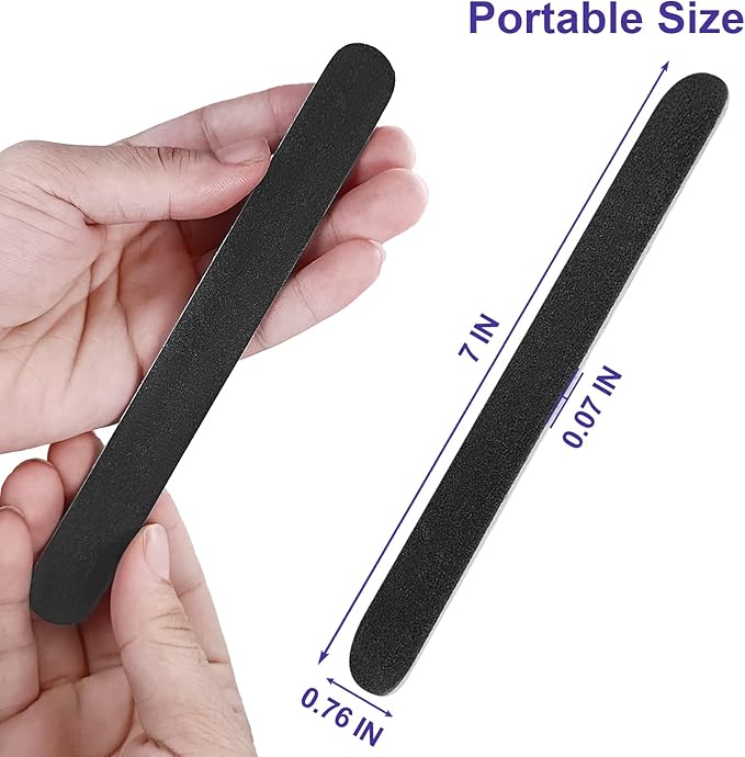 Emery Board Nail Files (24 Pack), 100/180 Grit Wooden Nail File for Natural Nails, 7 Inches Emory Filers Manicure Tool Set Disposable Nail File for Home Salon Black