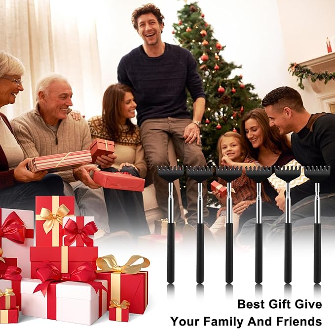 NICEMOVIC 6 Pack Back Scratcher for Men Women, Stocking Stuffers White Elephant Gifts for Adults, Game Prizes for Adults, Extendable Bulk Back Massager Tool for Thanksgiving Birthday Idea Gifts