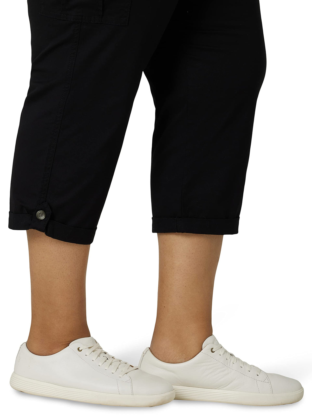 Lee Women's Plus Size Ultra Lux Comfort with Flex-to-Go Cargo Capri Pant Black 14 Plus