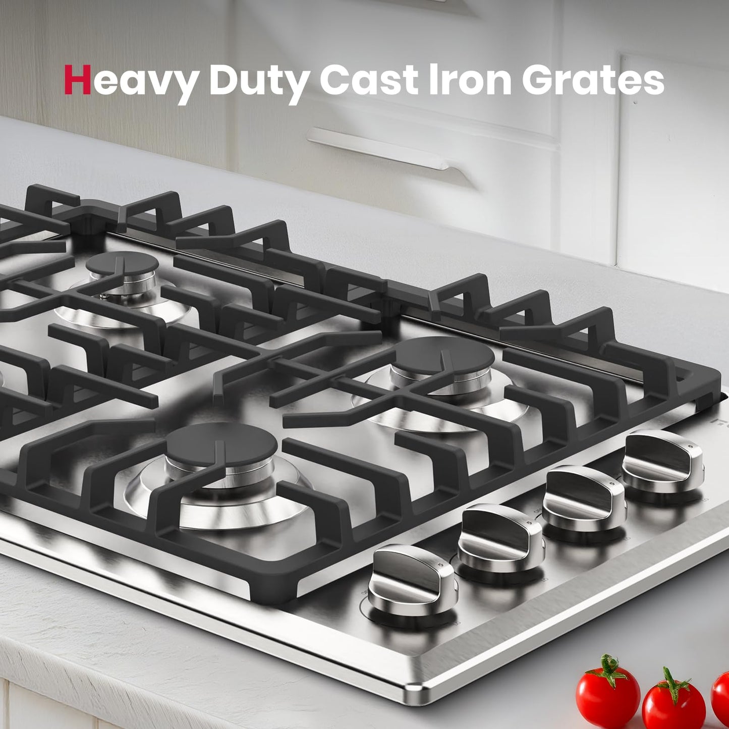 GASLAND Gas Cooktop 30 Inch with 4 Italy Sabaf Burners PRO GH2304SS,NG/LPG Convertible Natural Gas Propane Cooktops, Auto Ignition, Thermocouple Protection, CSA Certified