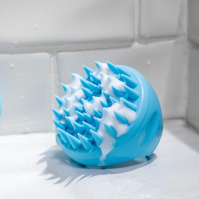 Hair Scalp Massager and Shampoo Brush for Shower Dandruff Removal - Wet and Dry - Encourages Growth - Includes 2 Massage Removal Heads