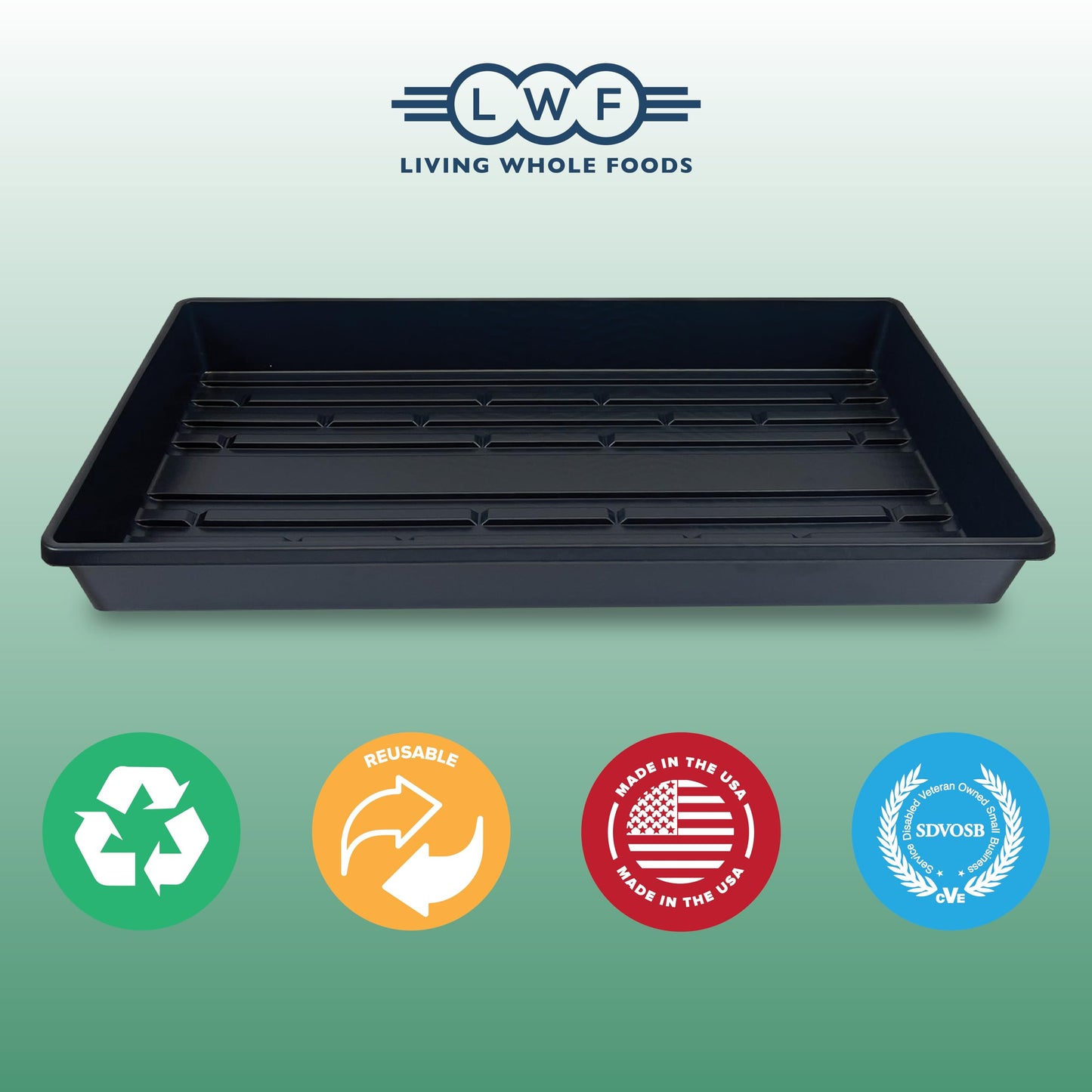 10 Plant Growing Trays (No Drain Holes) - 20" x 10" - Perfect Garden Seed Starter Grow Trays: for Seedlings, Indoor Gardening, Growing Microgreens, Wheatgrass & More - Soil or Hydroponic