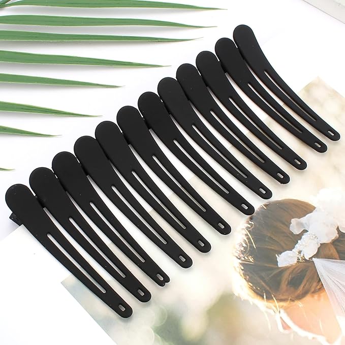 YISSION 12 PCS Hair Clips for Styling Sectioning, 3.1 Inch Matte Alligator No Crease Duck Billed Hair Clips, Hair Barrettes and Styling Accessories for Women Girls Black