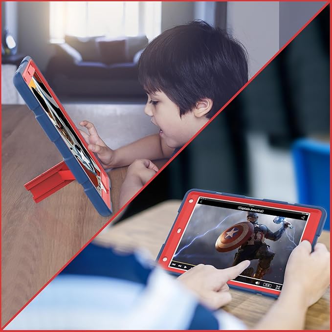 Rantice iPad 9th Generation Case, iPad 8th Generation Case, iPad 7th Generation Case, Hybrid Shockproof Rugged Drop Protection Cover with Kickstand for iPad 10.2'' (Navy Blue+Red)