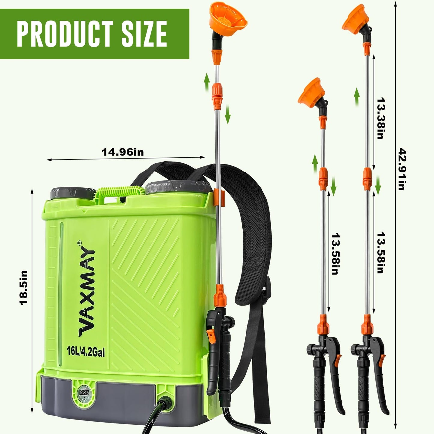 Battery Powered Backpack Sprayer 4 Gallon, VAXMAY 100 PSI Electric Garden Sprayer Works with Makita 18V Battery, Weed Yard Sprayer with Telescopic Wand, 5 Nozzles, 2.6 Ah Battery & Charger Included