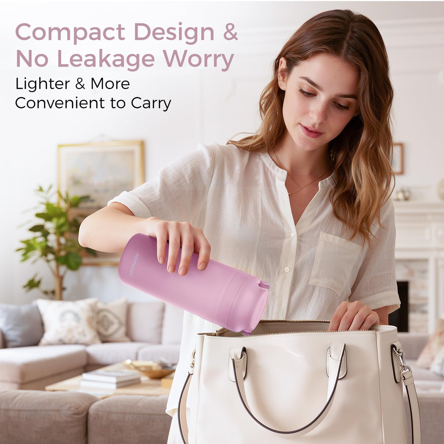Momcozy Portable Breast Milk Cooler for Travel, 24H Ice-Free Cooling Breastmilk Storage Bottles Container, 12oz Leak Proof Outdoor Small Freezer, Baby Breastfeeding Essential for New Moms, Pink