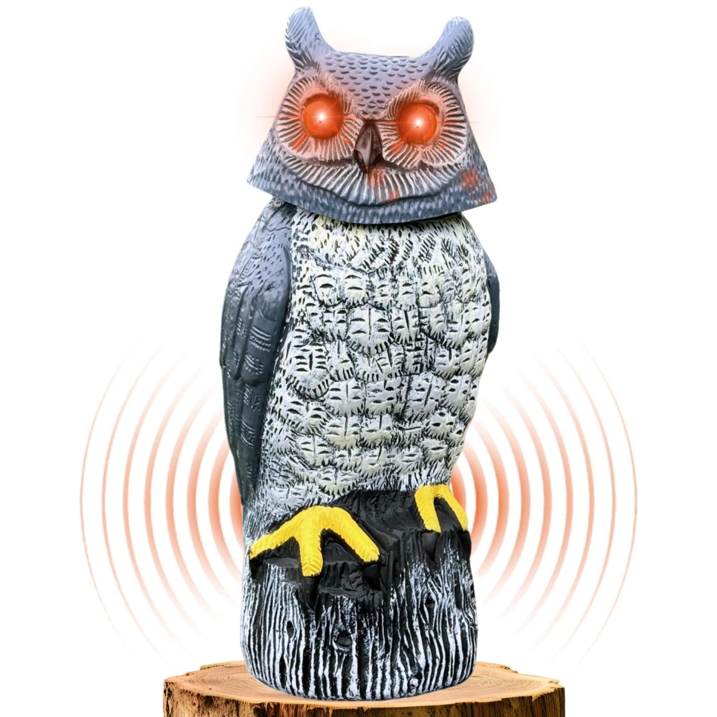 Ugold Solar Powered Garden Owl with Motion Detection, Rotating Head, Realistic Hoots and Silent Mode, Outdoor Statue and Sculpture, Owl Decoration for Home, Garden, Patio and Lawn