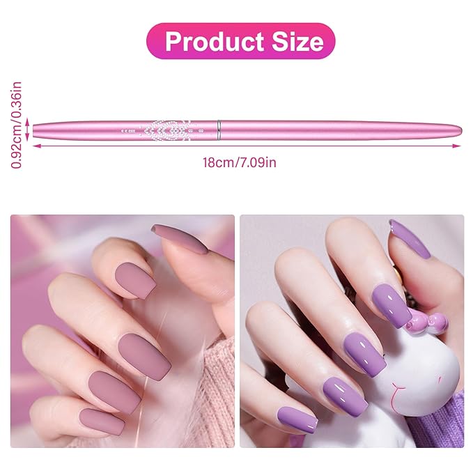 Metal Purple Nail Art Clean Up Brushes for Cleaning Polish Mistakes on the Cuticles, Acetone Resistant Nail Brush, Fingernail Cleaning Brushes for Nail Art and Designs (Round&flat&Bevel)