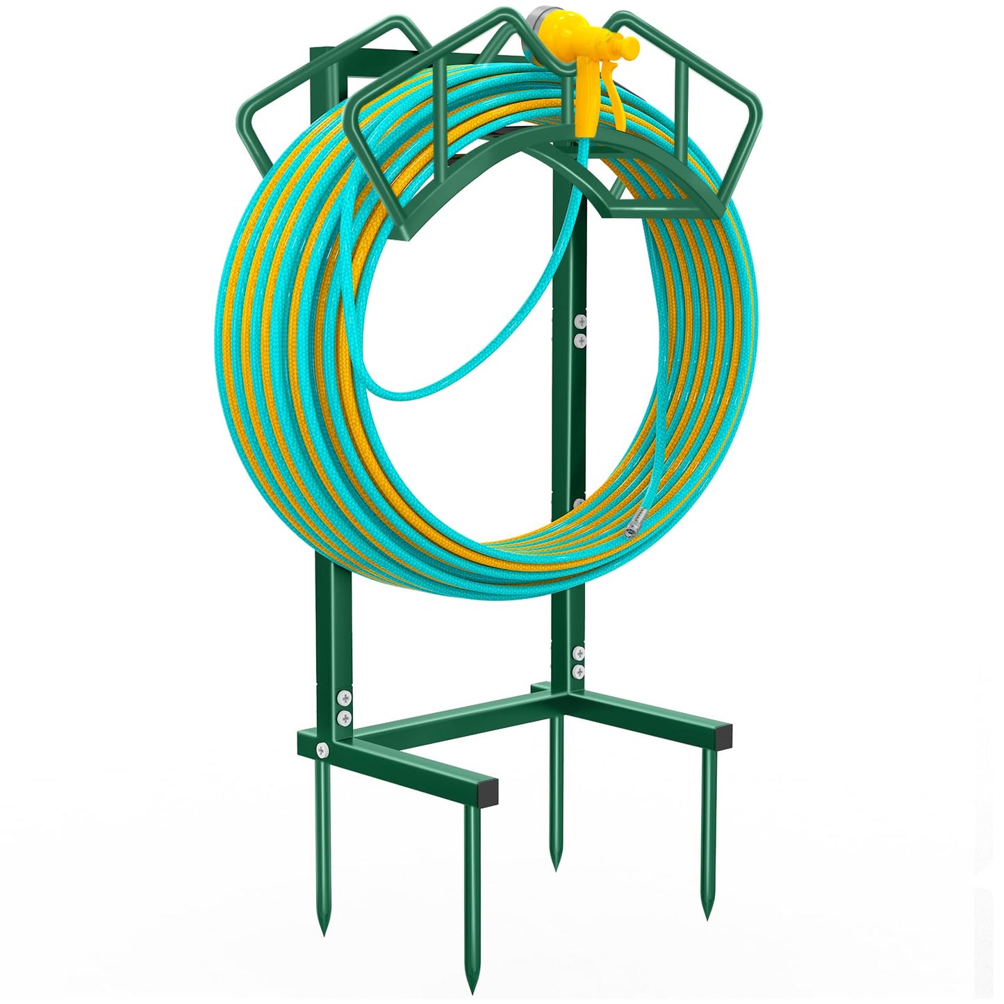 Qatsrin Super Stable Garden Hose Holder, Detachable Water Hose Holders Hose Storage Hold 160-Feet Hose, Water Hose Holder for Outside, Yard, Lawn, Farm (Green)