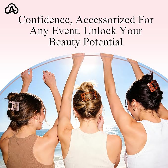 Large Flat Hair Claw Clips for Women Fine Thin Medium Thick Hair, Duckbill Strong Hold Non Slip Square Hair Clips, Cozy French Lay Down Hairclips, Tortoiseshell Colors, 4 Pcs