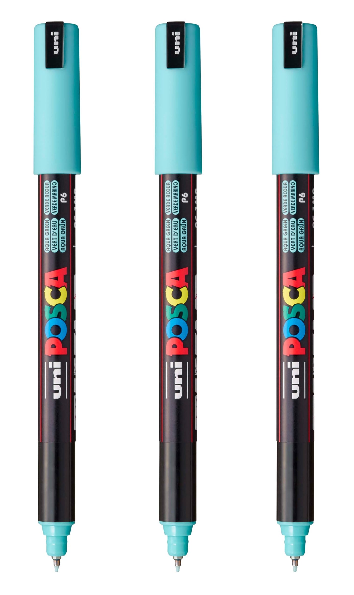 posca PC-1MR Water-Based Paint Markers, Extra Fine Tip (0.7mm), Aqua Green, 3 Count
