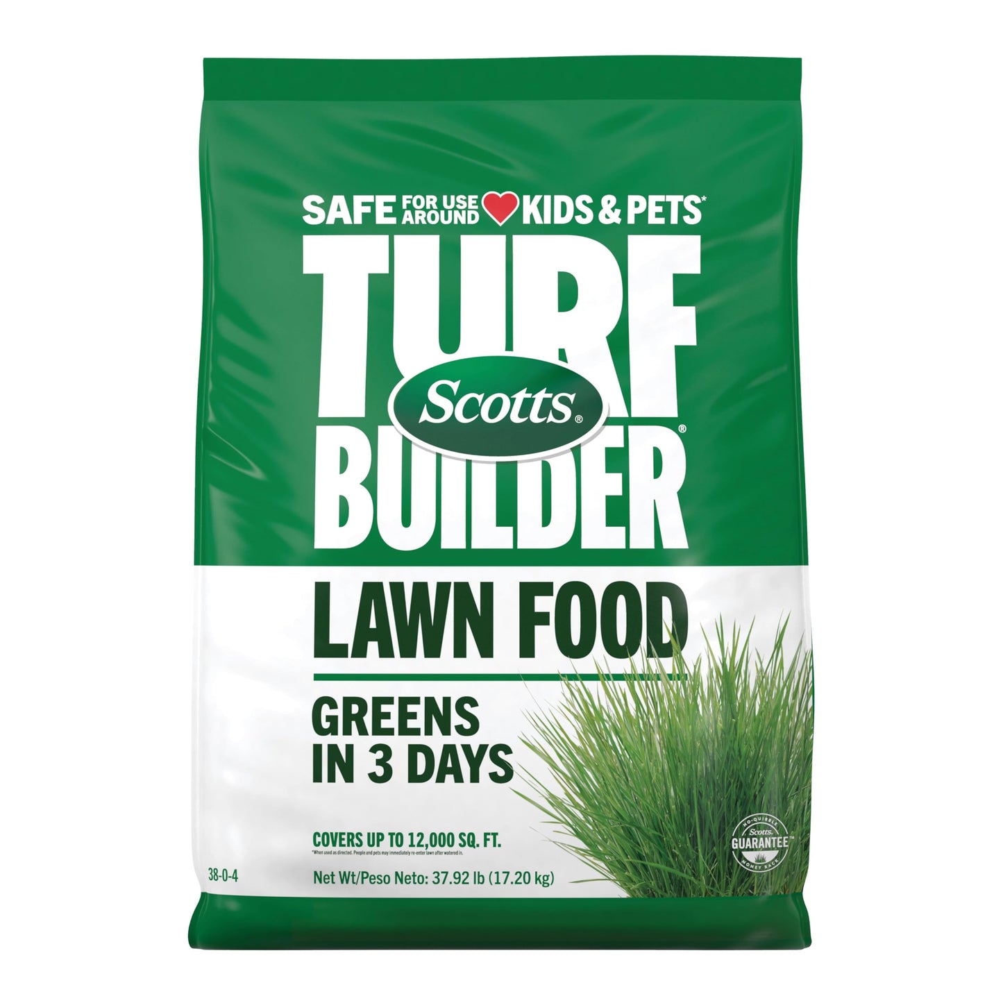 Scotts Turf Builder Lawn Food 37.9 lbs. - 38-0-4 Granular Fertilizer for All Grass Types, Covers up to 12,000 sq. ft.
