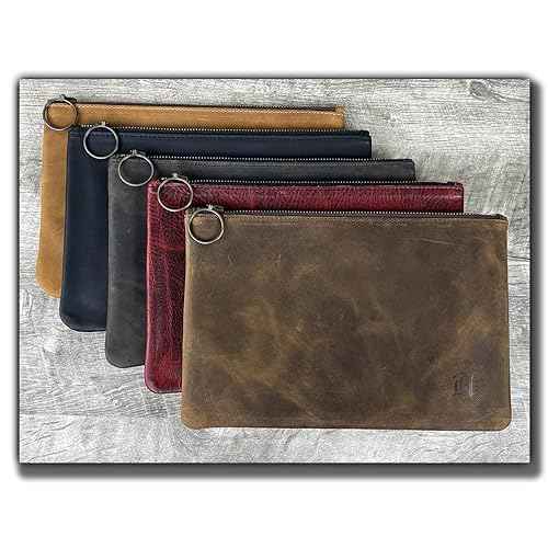 Leather Pouch with Zipper (Canyon Rouge, X-Small 5.5" x 3")