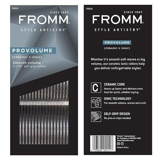 Fromm ProVolume 1.75" Self-Grip Ceramic Ionic Thermal Hair Rollers, 3 Count, Large Salon Quality Hair Curlers for Medium to Long Length Hair and Curtain Bangs