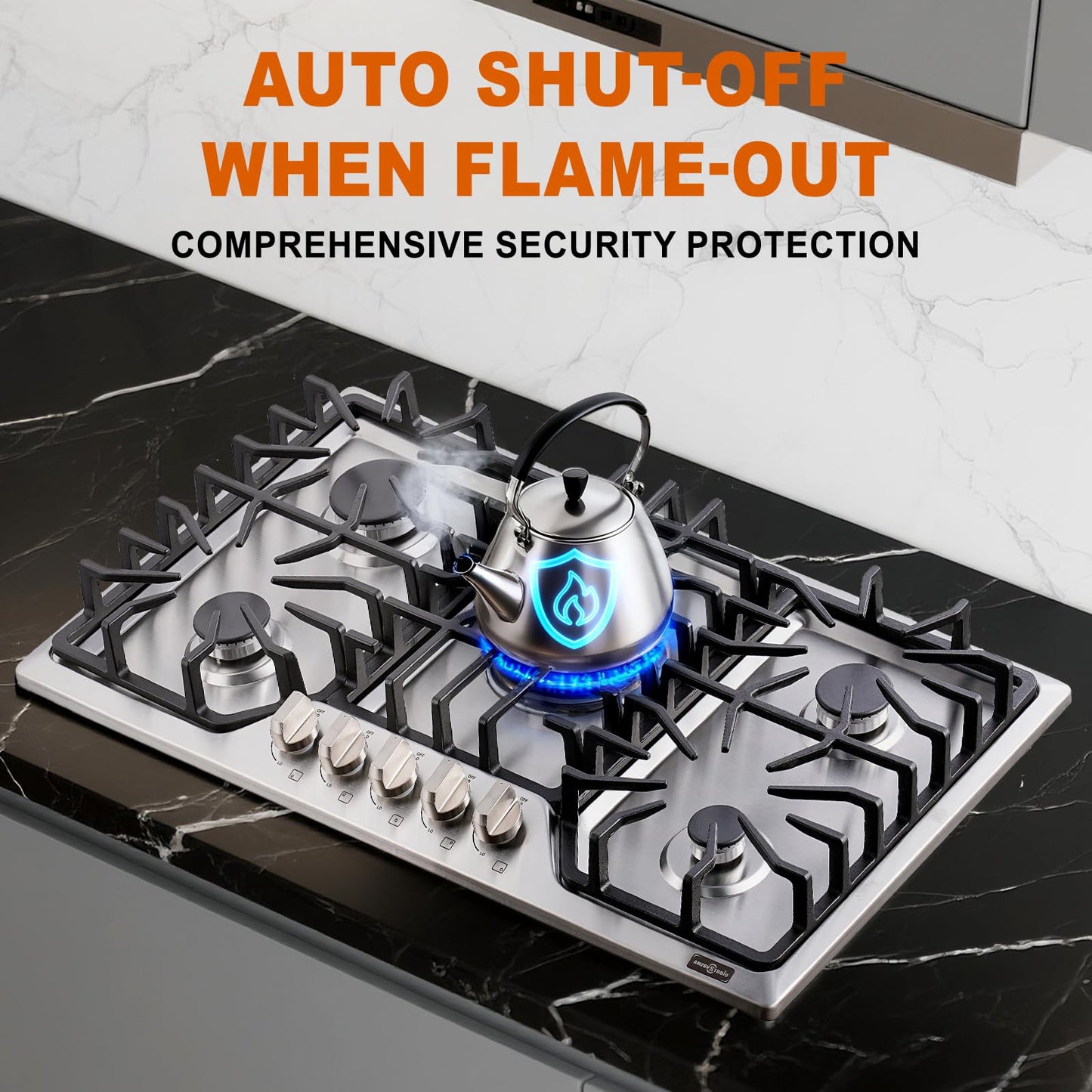 AMZRVSTUDIO Gas Cooktop 30 inch with double use griddle