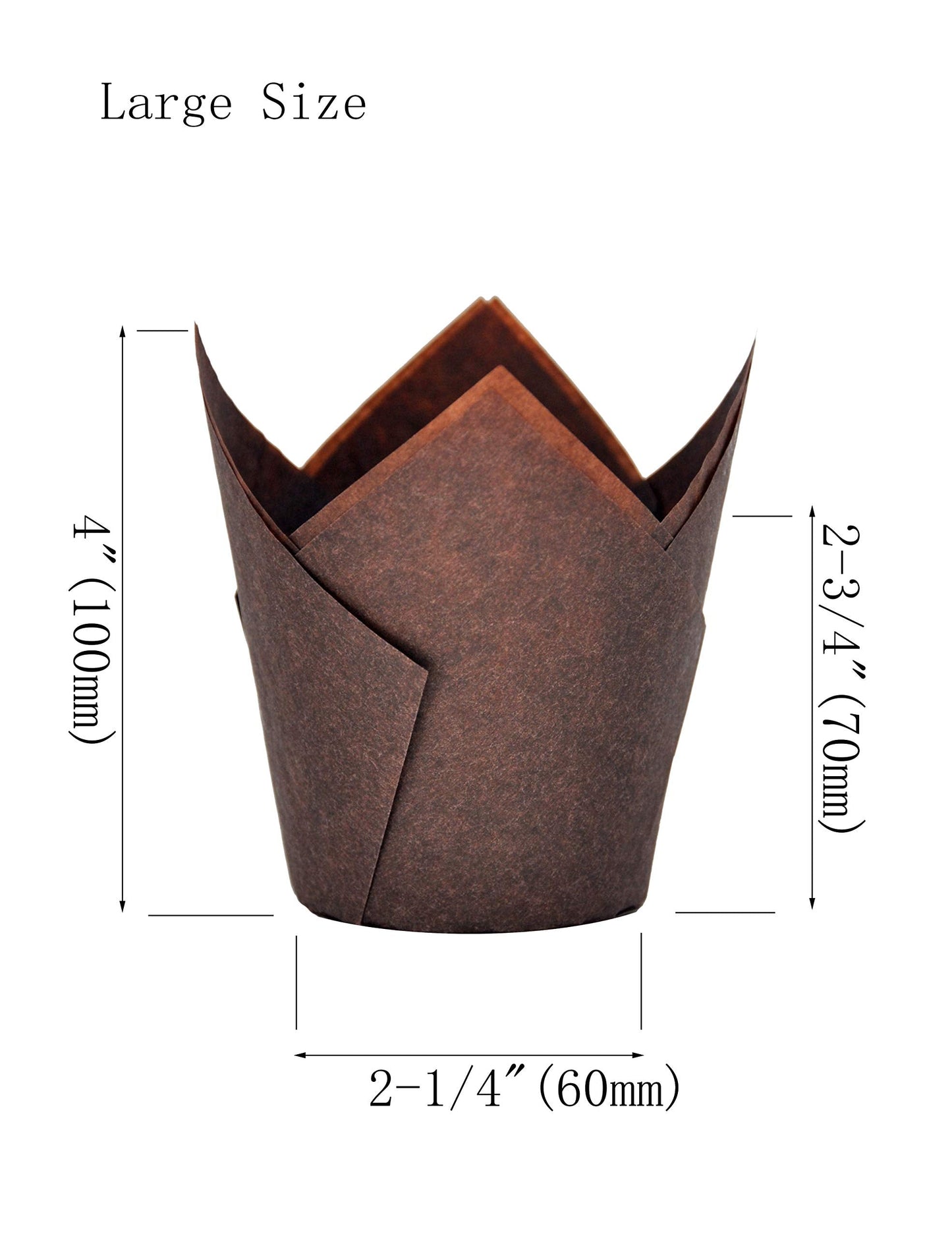 QLSmypkg Large Muffin Greaseproof paper Baking cupcake cups, 2-1/4" x 4" Chocolate Brown Tulip Baking Cup Case of 125 pcs (125, Large)