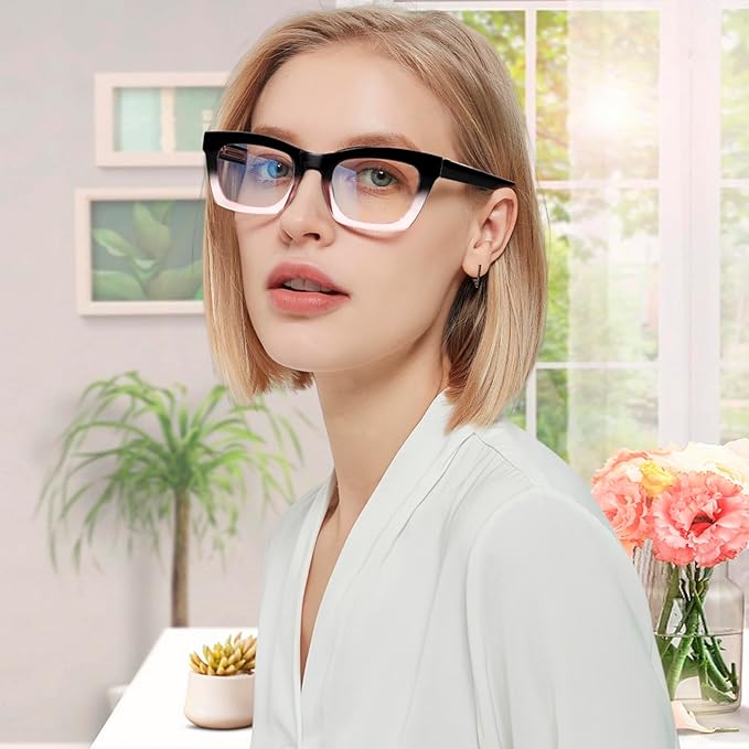 6 Pack Reading Glasses for Women Blue Light Blocking Computer Square Readers with Spring Hinge (Mix Color, 1.50, x)