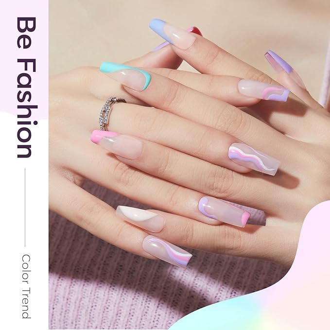 modelones Gel Nail Polish Set, 6 Colors 2026 Spring Summer Pastel Gel Polish Set with Nail Art Liner Brush Soft Pink White Light Purple Blue Green Nude Painting Nail Polish Kit Mothersday DIY Gift