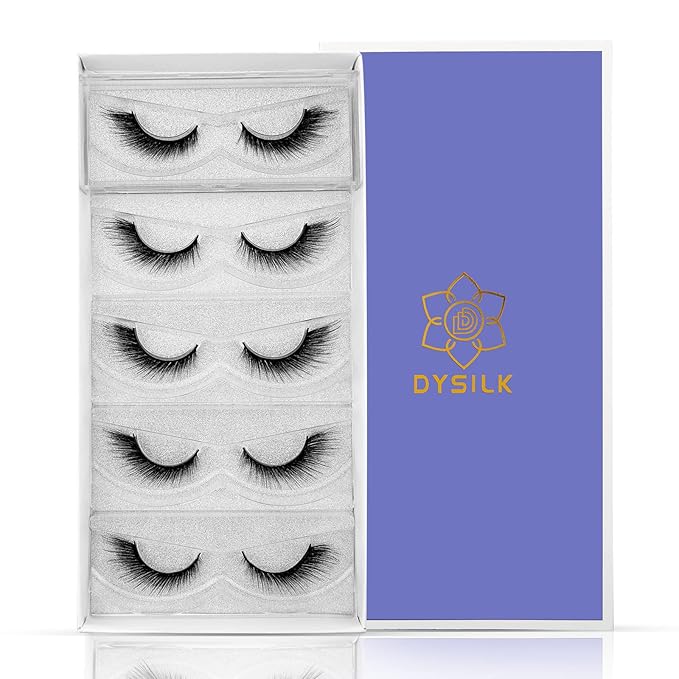 DYSILK Mink Lashes False Eyelashes - Lash Extension Strip Eyelashes 5 Pairs 6D Lashes Fox Eye Mink Eyelashes False Lashes Reusable Fake Eyelashes Mink Wispy Lashes Natural Look | Winged 7mm-17mm