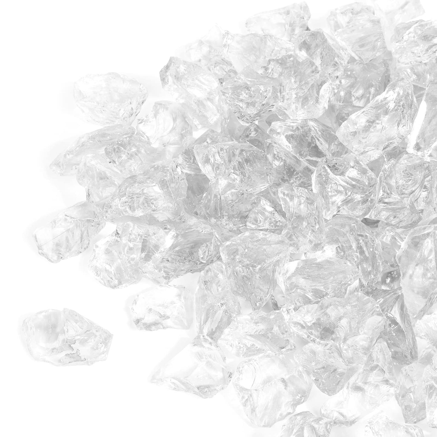 GASPRO 10 lbs Fire Glass for Propane Fire Pit, 1/2-Inch Decorative Firepit Glass Rock for Gas Fireplace, Ice Clear