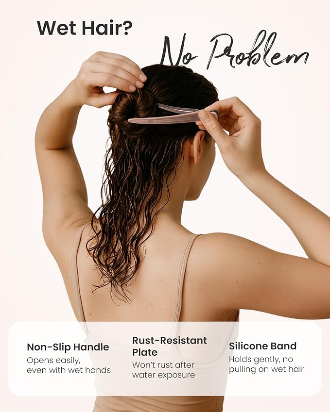 AIMIKE Extended Sectioning Hair Clips w/Built-in Silicone Band, 4.8" No-Crease Non-Slip Hair Styling Clips for Thick, Long Hair – Blow Drying,Hair Rollers, Rust-Free –6 Pack, Mocha Mousse