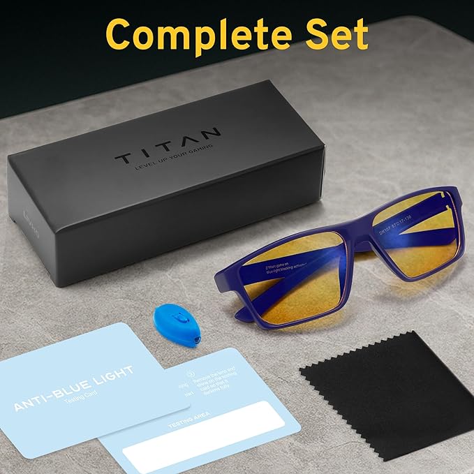 Titan Gaming Glasses, Blue Light Blocking, Night Driving Glasses for Men, Computer Protection, Gift for Gamers