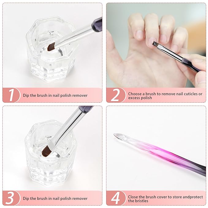6Pcs Nail Art Brushes Set | Clean Up Brush, Liner, Polish & Extension Gel Brush | Nail Polish Mistake Cleaner for Nail Art DIY, Manicure Tools