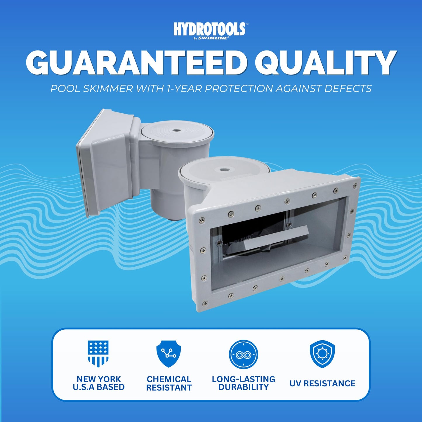 SWIMLINE HYDROTOOLS GREY Standard Wide Mouth Above Ground Pool Skimmer Kit | ABS Construction | Pool Skimmer | Wide Mouth | Snap-In & Removable Weir | Above Ground Pool Skimmer | Easy Basket Access