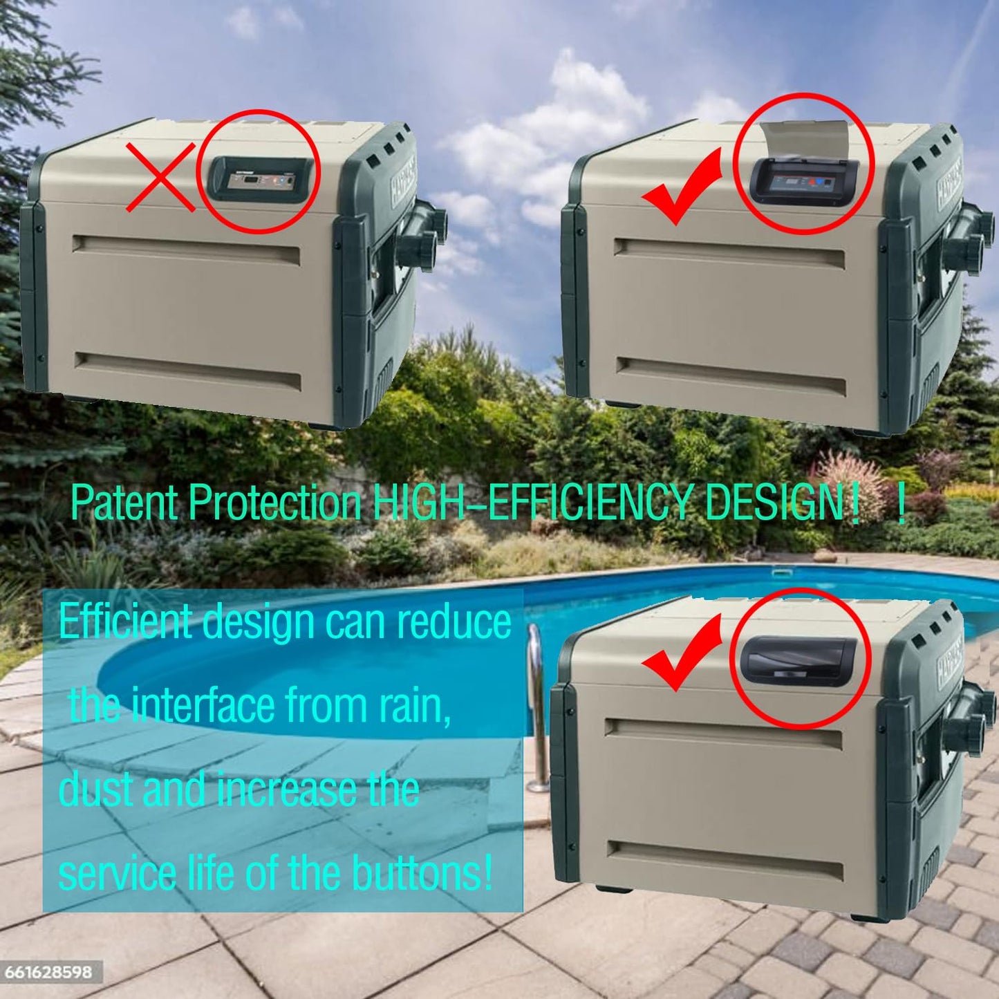 Upgraded FDXLBKP1930 Keypad and Bezel Assembly and IDXL2DB1930 Display Board Compatible with Hayward Universal H-Series Low NOX Pool Heater H150FDN H150FDP H200FDN H250FDN H300FDN H350FDN H400FDN