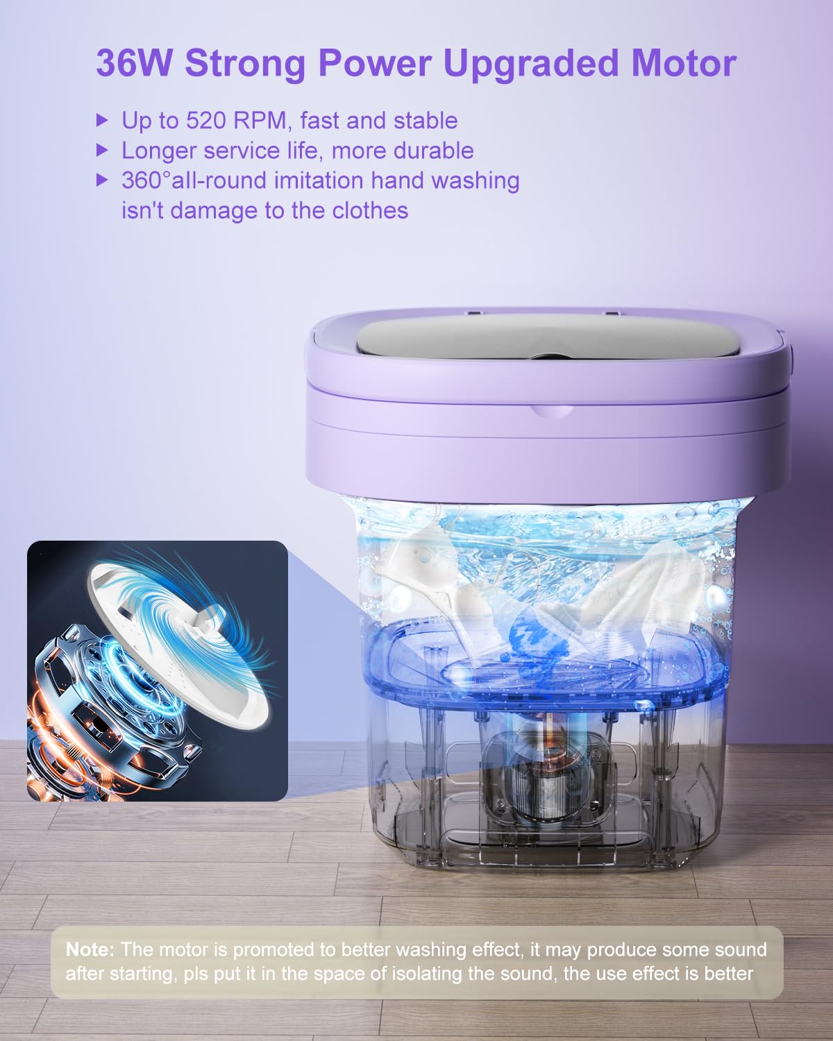 Portable Washing Machine, 16L Mini Washer for Apartments, RV & Travel | Folding Clothes Washer with Spin Basket & 3 Modes | Compact Washing Machine for Underwear, Socks, Baby Clothes (Purple)