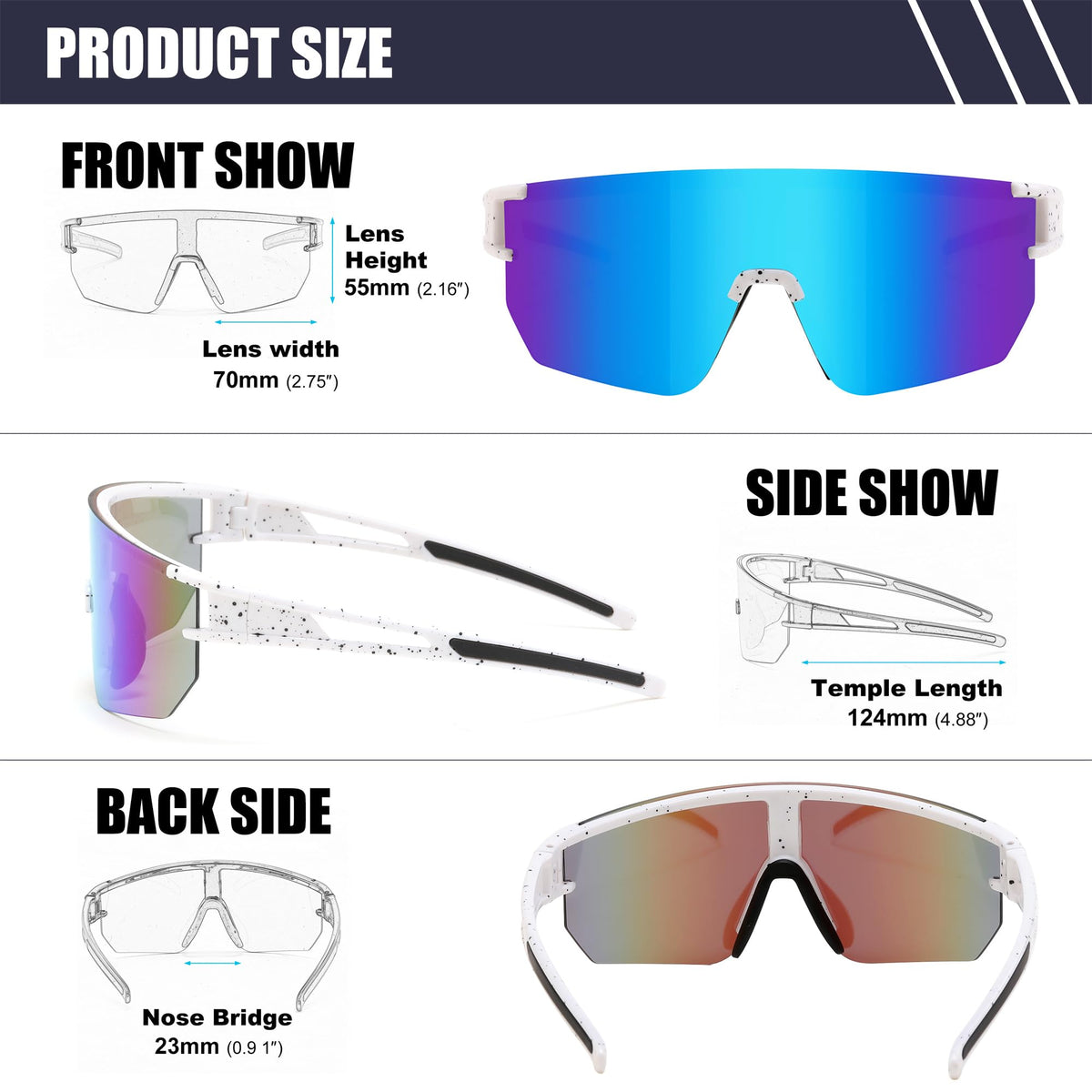 BUYAGE 3PACK Sports Sunglasses for Men Women Youth Baseball Softball 80s Sunglasses for Boys Girls 8-16 Cycling Glasses