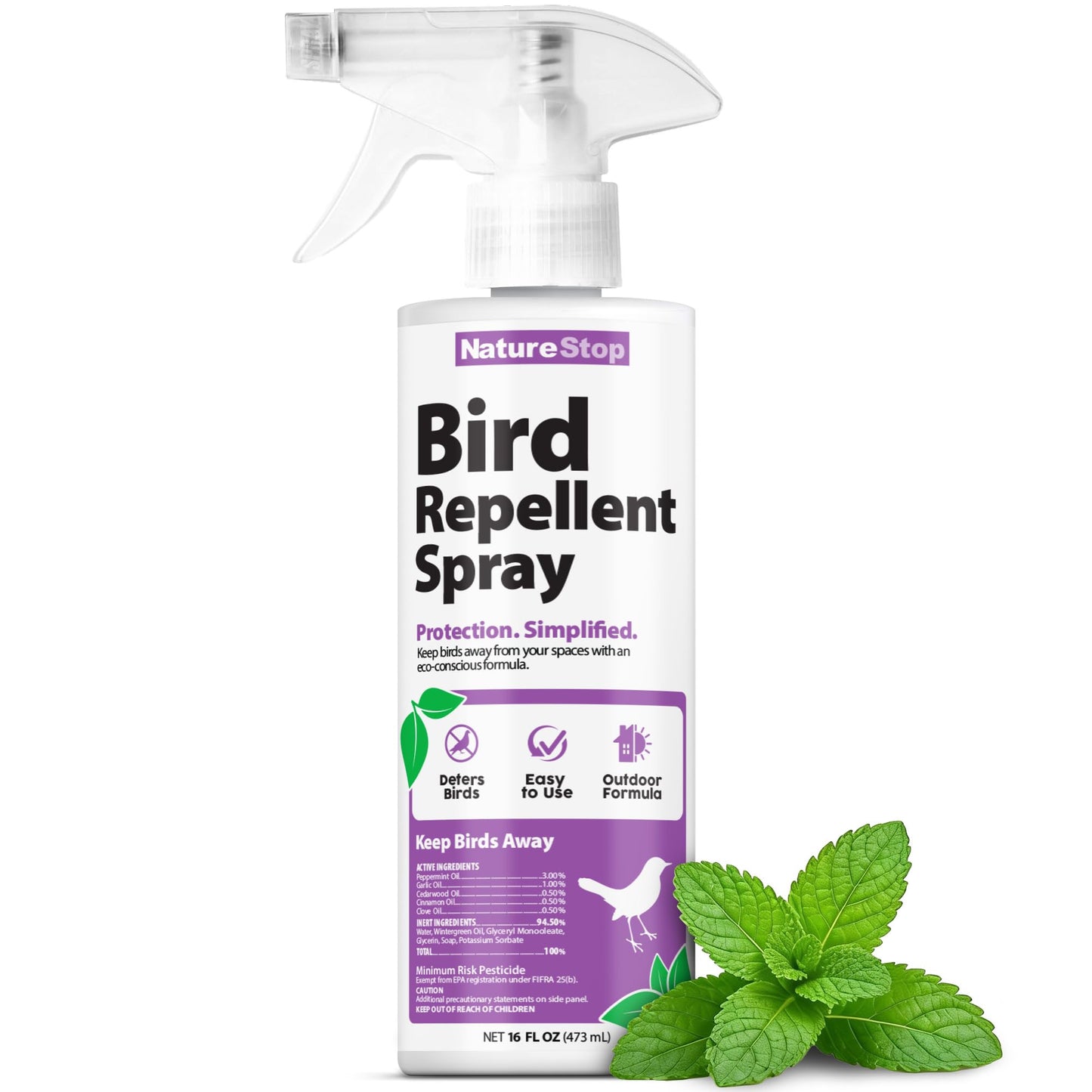 NatureStop Bird Repellent Spray â Helps Deter Birds from Outdoor Surfaces & Garden Areas, 16 oz (475mL)
